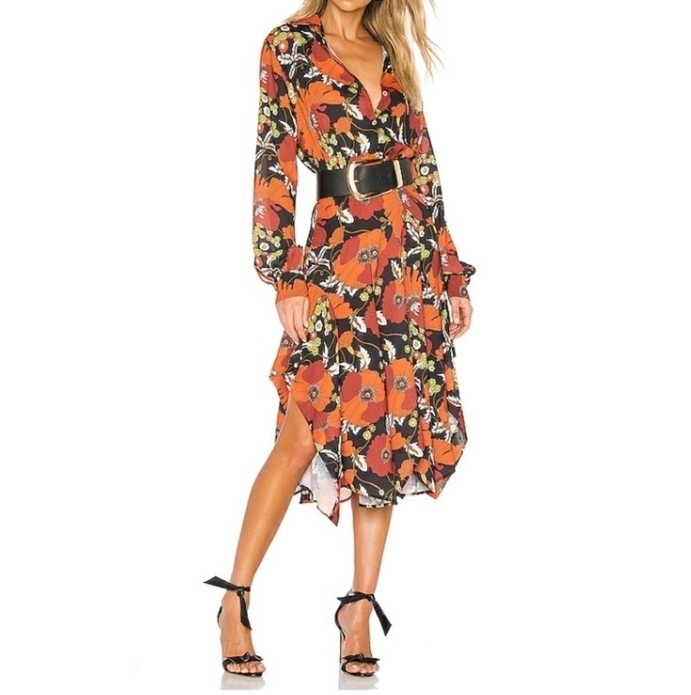 Dodo BAR OR FLORAL LONG SLEEVE MIDI DRESS NEW WITH TAGS